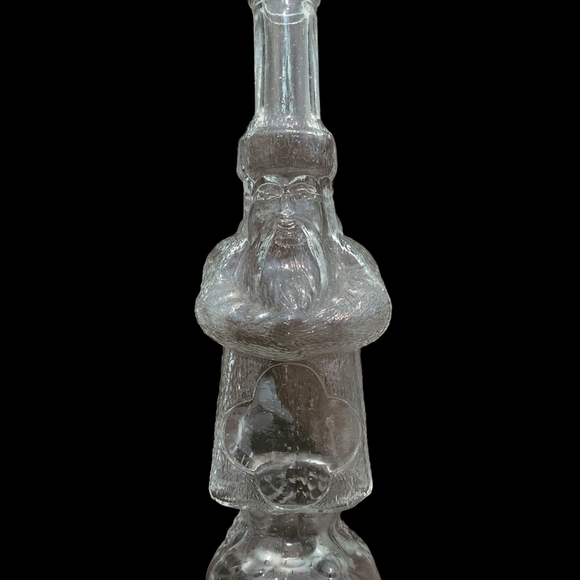 Vintage Clear Glass Asian Man Whiskey Bottle Fu Manchu Mustache 12.25 in. Tall